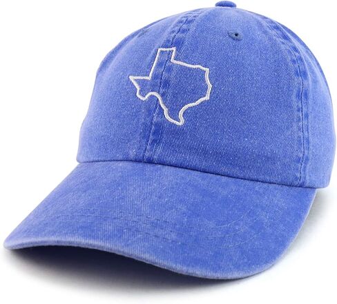 Trendy Apparel Shop Texas State Outline Embroidered Washed Cotton Adjustable Cap in Saudi Arabia