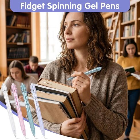 Hecila 4PCS Fidget Pens Retractable Gel Pen Black Ink Gel Pens with Fidget Ball Stress Relief Inkpen Fine Point 0.5mm Quick Dry Fine Point Smooth Writing Ballpoint Pen for Office Supplies in Kuwait