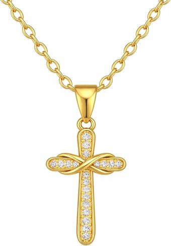 14K Gold Cross Necklace for Women Medium Infinity Crucifix Pendant Cross Chain in Saudi Arabia