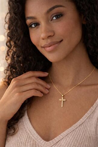 14K Gold Cross Necklace for Women Medium Infinity Crucifix Pendant Cross Chain in Saudi Arabia