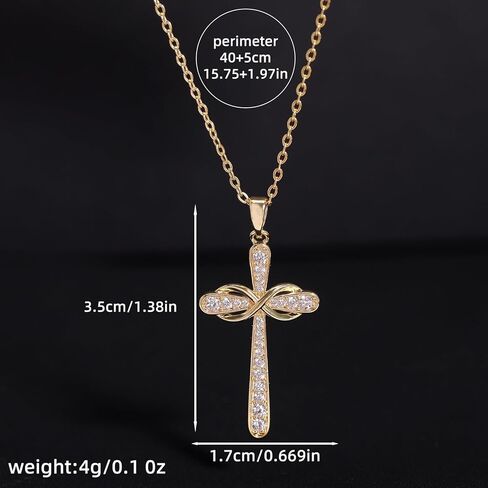 14K Gold Cross Necklace for Women Medium Infinity Crucifix Pendant Cross Chain in Saudi Arabia
