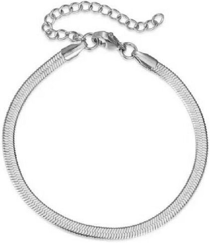 Dreamtimes Herringbone Flat Snake Magic Chain Bracelet Vintage Shiny Chain for Men and Women Herringbone Bracelets Dainty Simple Stackable Bracelet in Saudi Arabia