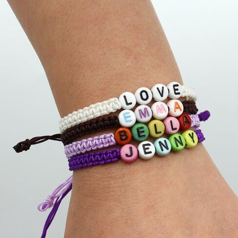 سوار اسم شخصي للنساء والرجال في سن المراهقة الفتيات أفضل صديق هدايا التخرج عيد ميلاد قابل للتعديل الأساور المنسوجة الأخت ابنة عيد الأم أمي أنثى الصداقة مجوهرات للجنسين in Kuwait