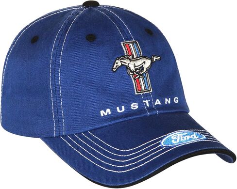 Checkered Flag Men's Ford Mustang Cap Tri-Bar Pony Adjustable Blue Hat in Saudi Arabia