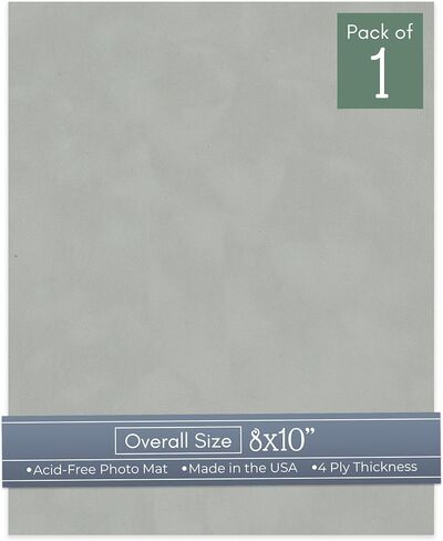 CountryArtHouse Smoke Suede Acid Free 8x10 Backing Board - Uncut Photo Mat Board - 1 Sheet in Kuwait