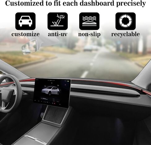 Amiss Dash Mat Dashboard Cover, Fits for Tesla Model Y Model 3 2017 2018 2019 2020 2021 2022 2023, Anti-Reflective Non-Slip Dashboard Decorative Pad Carpet, Car Interior Accessories in Kuwait
