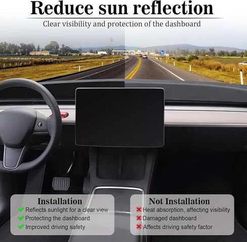 Amiss Dash Mat Dashboard Cover, Fits for Tesla Model Y Model 3 2017 2018 2019 2020 2021 2022 2023, Anti-Reflective Non-Slip Dashboard Decorative Pad Carpet, Car Interior Accessories in Kuwait