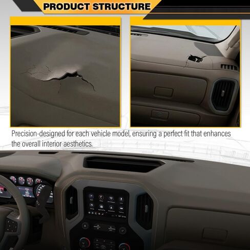 Dashboard Dash Cover Compatible with GMC Yukon/Yukon XL 1500 2500 2007-2014 and Chevy Suburban 1500 2500 2007-2014, Fit Chevy Silverado 1500 2500HD 3500HD (LTZ Only) 2007-2013 Black TPE Material in Saudi Arabia