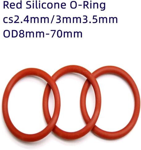10pcs Red Silicone O-ring OD8mm-70mmcs(thickness)2.4mm/3mm/3.5mm Insulating Waterproof and Oil Resistant Sealing Ring(OD 10mm(50pcs),2.4mm) in Saudi Arabia