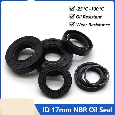 2/5pcs ID17mm NBR Oil Seals TC-17 * 35/40/45/47 * 4/5/6/7/8/10mm Nitrile Rubber Shaft Double Lip Sealing Gaskets(2pcs,17x25x7mm) in Saudi Arabia