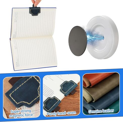 2 Pcs Bygone Mark Bookmark with Pen Holder, Blue Personalized Magnetic Leather Pen Holder Bookmark, Customized Magnetic Bookmarks for Reading Women Book Lovers, Gifts for Booklovers in Kuwait
