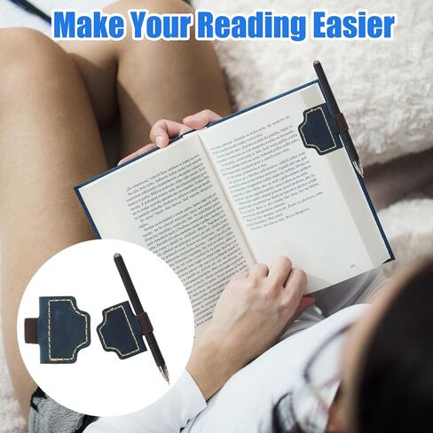 2 Pcs Bygone Mark Bookmark with Pen Holder, Blue Personalized Magnetic Leather Pen Holder Bookmark, Customized Magnetic Bookmarks for Reading Women Book Lovers, Gifts for Booklovers in Kuwait