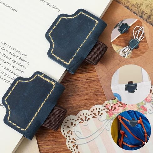 2 Pcs Bygone Mark Bookmark with Pen Holder, Blue Personalized Magnetic Leather Pen Holder Bookmark, Customized Magnetic Bookmarks for Reading Women Book Lovers, Gifts for Booklovers in Kuwait
