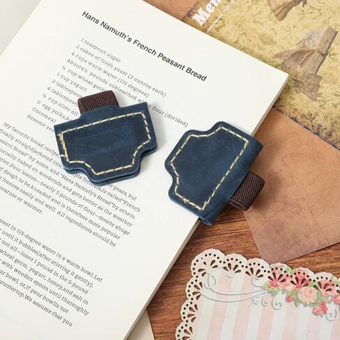 2 Pcs Bygone Mark Bookmark with Pen Holder, Blue Personalized Magnetic Leather Pen Holder Bookmark, Customized Magnetic Bookmarks for Reading Women Book Lovers, Gifts for Booklovers in Kuwait