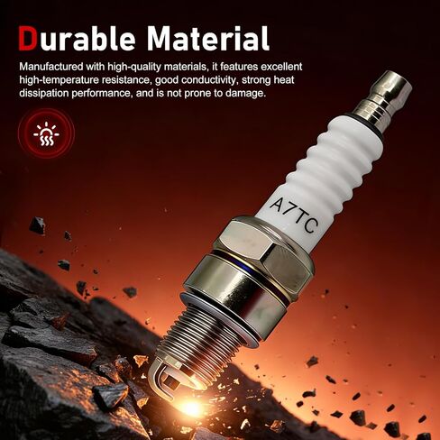 قطعتان من شمعات الإشعال A7TC، سدادة إشعال صغيرة A7TC عالية الأداء، تناسب GY6 50cc 70cc 90cc 110cc 125cc 150cc ATV Scooter Dirt Bike Racing Bike، متوافقة مع C7HA C5HA PZ7HS S102F Z12 (أبيض) in Kuwait