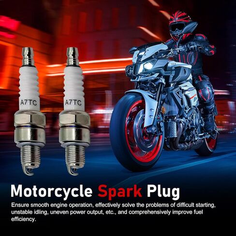 قطعتان من شمعات الإشعال A7TC، سدادة إشعال صغيرة A7TC عالية الأداء، تناسب GY6 50cc 70cc 90cc 110cc 125cc 150cc ATV Scooter Dirt Bike Racing Bike، متوافقة مع C7HA C5HA PZ7HS S102F Z12 (أبيض) in Kuwait
