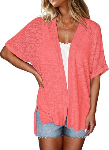 Halife Womens Summer Lightweight Cardigan Short Sleeve Open Front Casual Loose Cover Ups in Kuwait