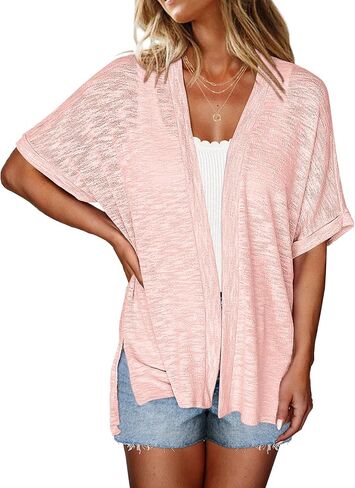 Halife Womens Summer Lightweight Cardigan Short Sleeve Open Front Casual Loose Cover Ups in Kuwait