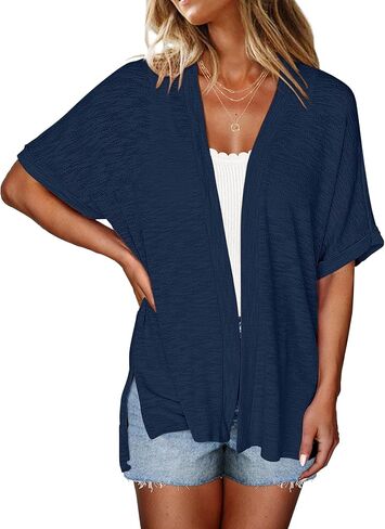 Halife Womens Summer Lightweight Cardigan Short Sleeve Open Front Casual Loose Cover Ups in Kuwait