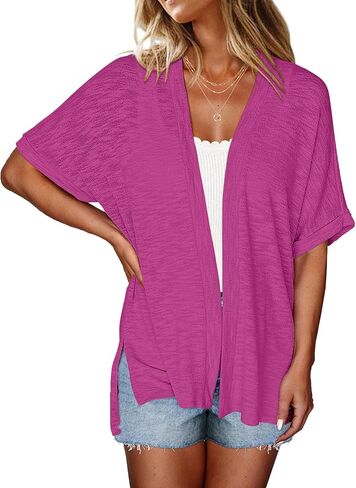 Halife Womens Summer Lightweight Cardigan Short Sleeve Open Front Casual Loose Cover Ups in Kuwait