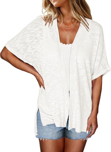 Halife Womens Summer Lightweight Cardigan Short Sleeve Open Front Casual Loose Cover Ups in Kuwait