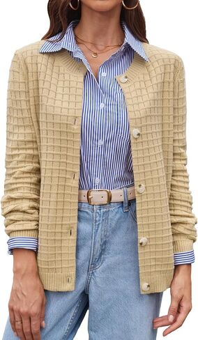 BAISHENGGT Women's Knit Cardigan Sweaters Casual Fall Fashion Long Sleeve Button Down Trendy Outerwear in Kuwait