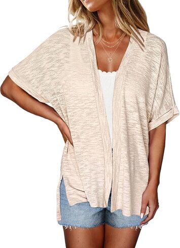 Halife Womens Summer Lightweight Cardigan Short Sleeve Open Front Casual Loose Cover Ups in Kuwait