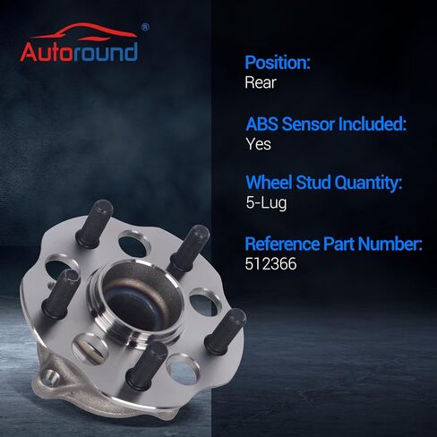 Autoround 512366 Rear Wheel Bearing and Hub Assembly Compatible with Honda Odyssey 2011 2012 2013 2014 2015 2016 2017, 5 Lug w/ABS, Set of 2 in Saudi Arabia