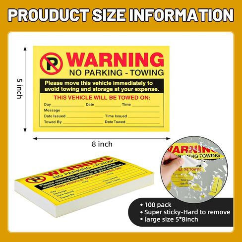 100 Parking Violation Stickers 5 x 8 Please Move This Vehicle to Avoid Towing Parking Violation Notice Tow Stickers Car Vehicle Private Adhesive Car Window Fluorescent Labels in Kuwait