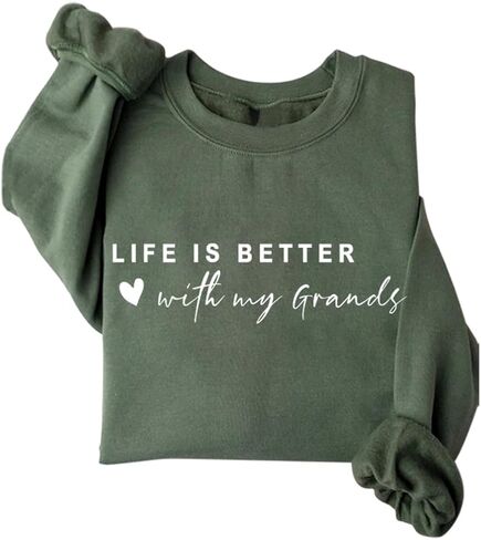 Grandma Sweatshirt Women Life Is Better with My Grands Graphic Fleece Lined Sweatshirt Grandma Pullover Sweater in Kuwait