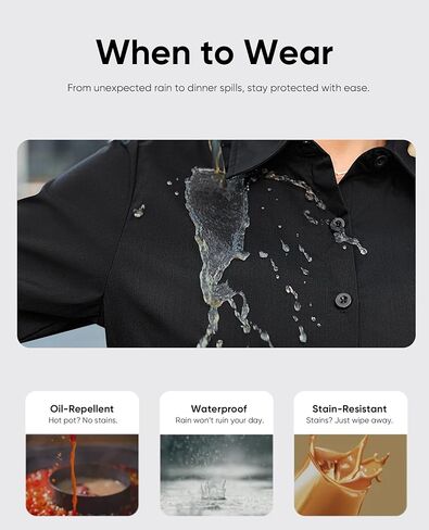siliteelon Button Down Shirts for Women: Slim Fit Stain Shield 3/4 Sleeve Dress Shirt Formal Work Button Up Blouses Black XL in Kuwait