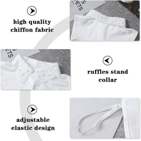Fake Collar Detachable Dickey Collar, Blouse Half Shirts Peter Pan Faux False Collars for Women, Half Shirt Blouse False Collars White in Saudi Arabia