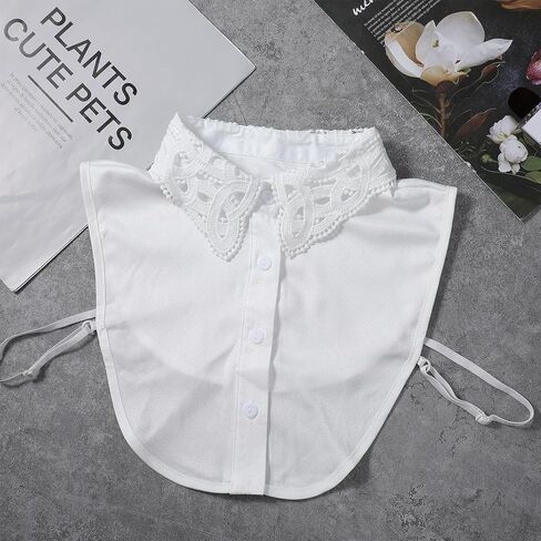 Fake Collar Detachable Dickey Collar, Blouse Half Shirts Peter Pan Faux False Collars for Women, Half Shirt Blouse False Collars White in Saudi Arabia