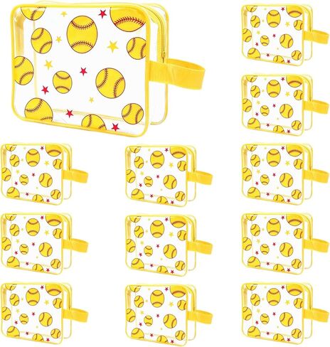 12 قطعة من حقيبة مكياج شفافة سوفت بول مع سحاب ومقبض - منظم حقيبة من البولي فينيل كلوريد، حقيبة سفر مقاومة للماء للنساء - حقائب رياضية جيدة، هدايا الفريق، زينة ومستلزمات أعياد الميلاد in Kuwait