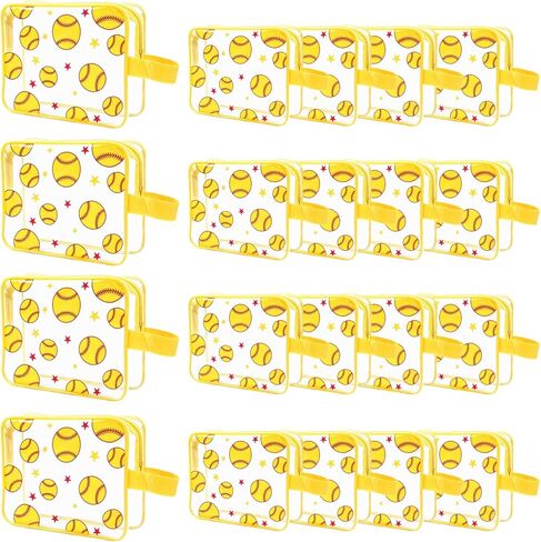 12 Pcs Softball Clear Makeup Bag with Zipper & Handle - Bulk PVC Pouch Organizer, Waterproof Travel Case for Women - Sport Goodie Bags, Team Gifts, Birthday Decorations & Supplies in Saudi Arabia