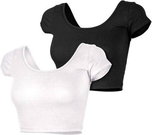 Womens Trendy Solid Color Basic Scooped Neck and Back Crop Top in Saudi Arabia