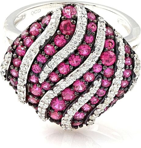 925 Sterling Silver Simulated Gemstones Square Statement Ring, Size 7 in Kuwait