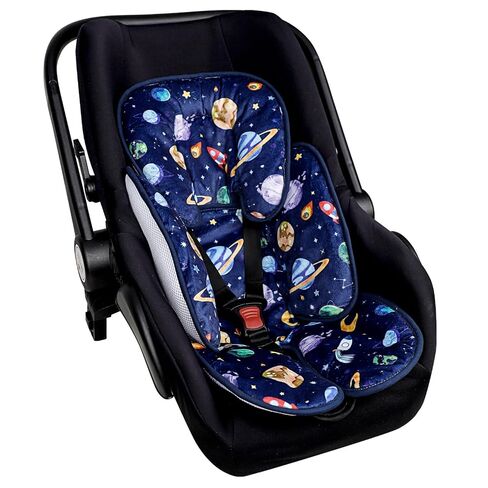 Infant Car Seat Insert with 3 Strap Covers, 3 in 1 Reversible Floral Baby Car Seat Head Support for Newborn, Baby Girl Newborn Essentials for Preemie to Infant, Stroller, Swing, Bouncer (Pink) in Kuwait