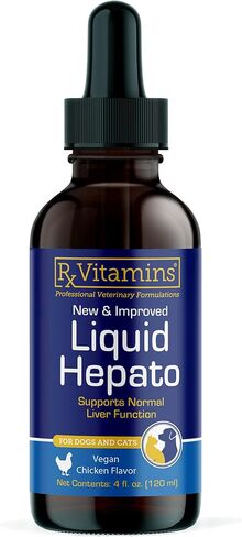 Rx Vitamins Liquid Hepato - Liquid Liver Support Supplement with Milk Thistle Extract - Hepatic Dog Supplement Enriched with Vitamin B Complex - Chicken Flavor (4oz) in Kuwait