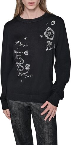 KARL LAGERFELD Women's Long Sleeve Crew Neck Whimsy Sweater in Saudi Arabia