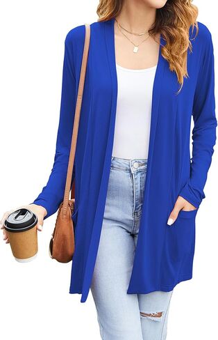 Newchoice Womens Casual Lightweight Cardigans with Pockets Loose Long Sleeve Open Front Cardigan (S-3XL) in Saudi Arabia