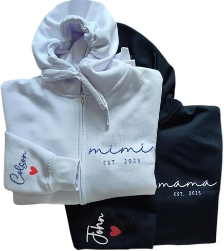 Custom Zip Up Hoodie Sweatshirt For Mom - Mom Grandma - Custom Children Kids Names Sleeve - Personalized Gift - Grandparent Gift - New Grandma in Kuwait
