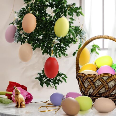24 قطعة من زينة بيض عيد الفصح، زخارف بلاستيكية لعيد الفصح للأشجار، بيض عيد الفصح للداخل والخارج، بيض مزخرف ملون للحرف اليدوية والحفلات المدرسية والمكتب والمنزل وهدايا عيد الفصح in Kuwait