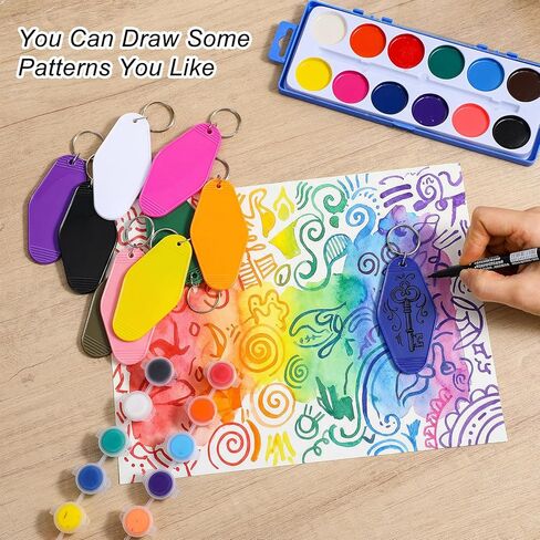 10-Piece Motel Keychain Blank,Vintage Rhombus Hotel Keychain Blank Kit (10 Colors),Motel Keychains,Gift Bags for DIY Luggage Tags, Hotel Keepsakes & Crafts in Kuwait