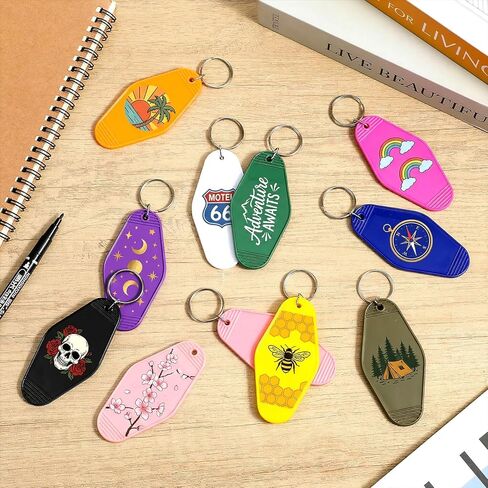 10-Piece Motel Keychain Blank,Vintage Rhombus Hotel Keychain Blank Kit (10 Colors),Motel Keychains,Gift Bags for DIY Luggage Tags, Hotel Keepsakes & Crafts in Kuwait