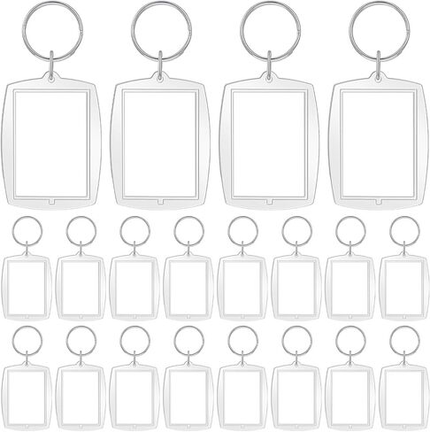 Acrylic Photo Frame Keyring, Photo Insert Keychains Acrylic Clear Blank Keyrings Picture Frame with Split Ring for Personalised Custom 2.2 Inch by 1.65 Inch as Gift 20 Pcs in Kuwait