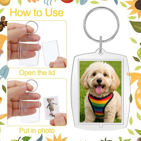 Acrylic Photo Frame Keyring, Photo Insert Keychains Acrylic Clear Blank Keyrings Picture Frame with Split Ring for Personalised Custom 2.2 Inch by 1.65 Inch as Gift 20 Pcs in Kuwait