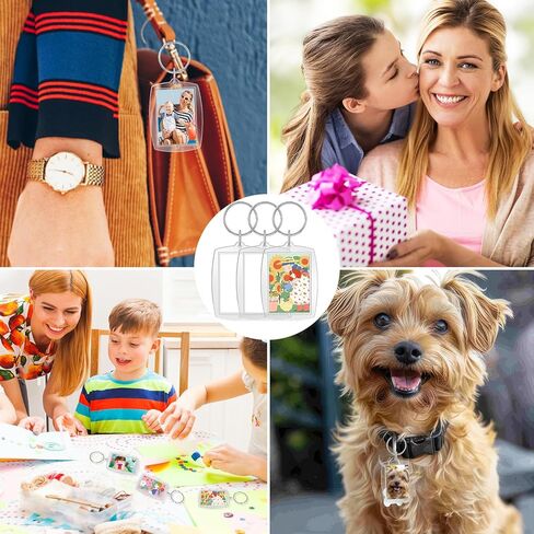 Acrylic Photo Frame Keyring, Photo Insert Keychains Acrylic Clear Blank Keyrings Picture Frame with Split Ring for Personalised Custom 2.2 Inch by 1.65 Inch as Gift 20 Pcs in Kuwait