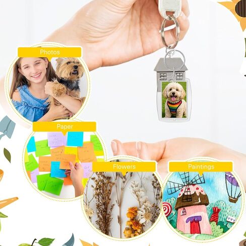 Acrylic Photo Frame Keyring, Photo Insert Keychains Acrylic Clear Blank Keyrings Picture Frame with Split Ring for Personalised Custom 2.2 Inch by 1.65 Inch as Gift 20 Pcs in Kuwait