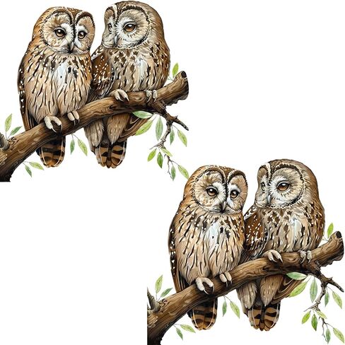 Window Stickers Owl Static Glass Clings Window Decals Owl on a Branch Reusable for Home Display Window Decor (DJ2041) in Saudi Arabia